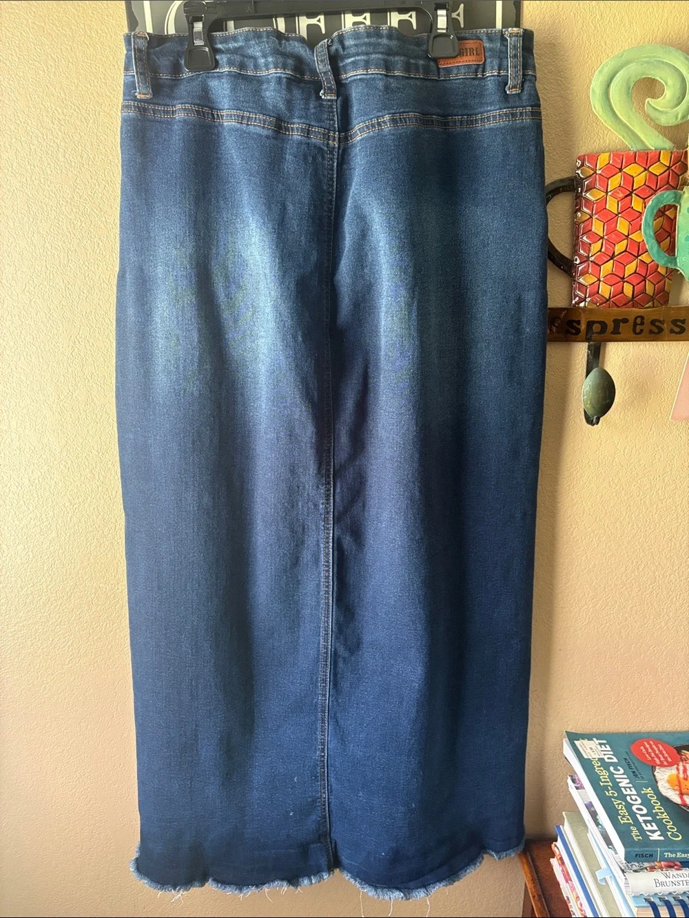 Women's Dark Blue Denim Maxi Skirt - Picture 7 of 8